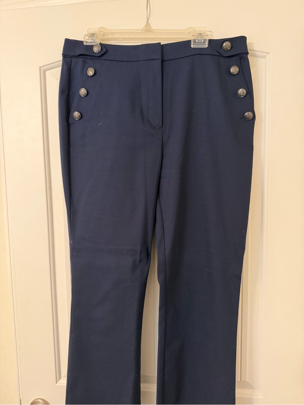 LOFT Navy Sailor-Button Ankle Pants